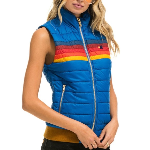 Aviator Nation5 STRIPE VEST - SNORKEL BLUE unisex NWT